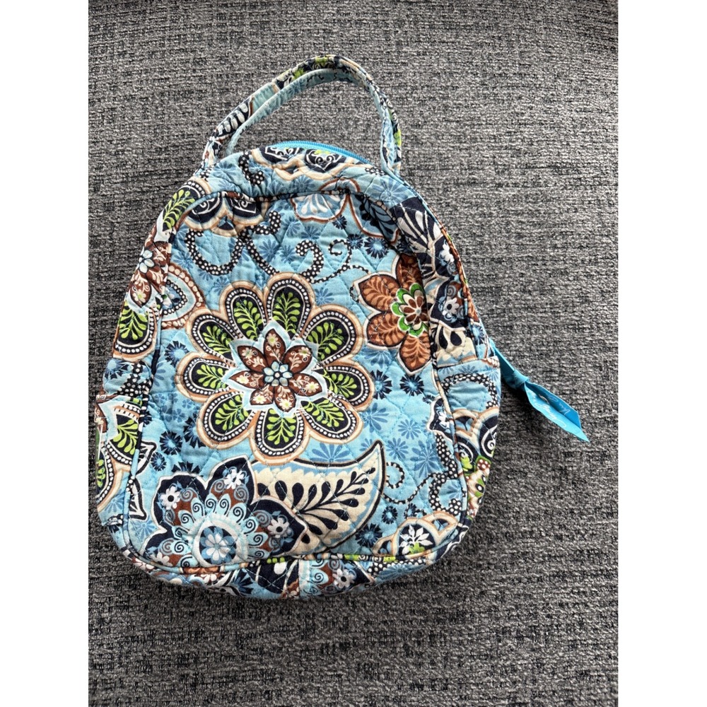 Vera Bradley Bali Blue Quilted Insulated Lunch Bag Floral Paisley ID Window